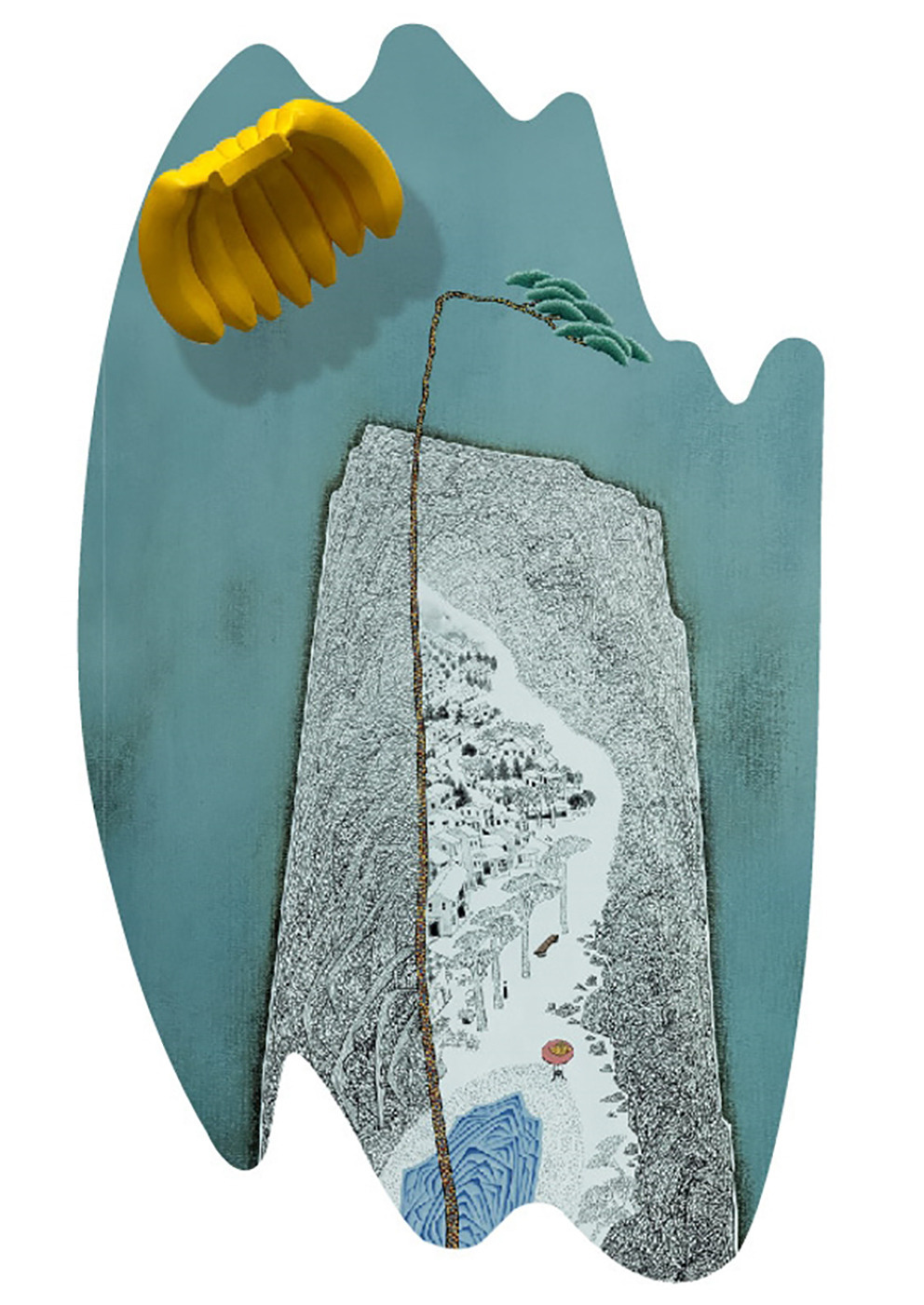 王興道_蕉遊系列之4_樹脂、烤漆、壓克力彩、數位微噴_34x20cm_2024