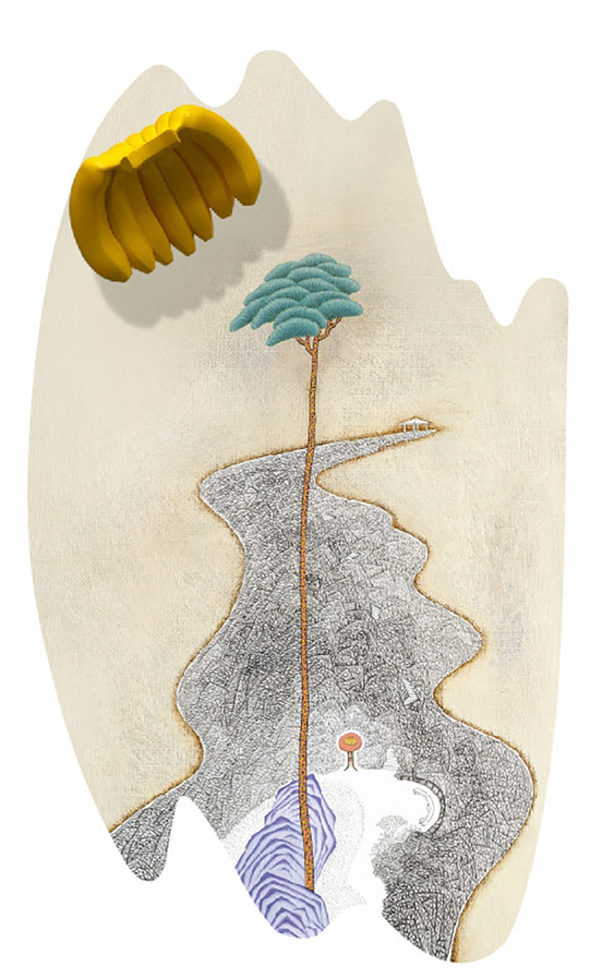 王興道_蕉遊系列之3_樹脂、烤漆、壓克力彩、數位微噴_34x20cm_2024