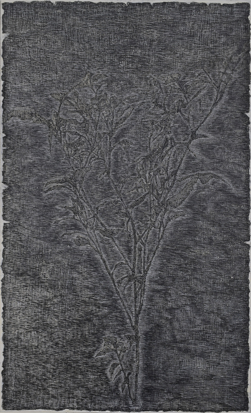 羅文欣_聖像Ⅲ_代針筆、炭筆、鉛筆、蠟筆、壓克力、紙本_111.5×68cm_2023