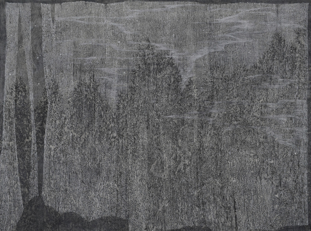 羅文欣_摺子裡的風景Ⅰ_代針筆、蠟筆、水性顏料、紙本_80×108cm_2023