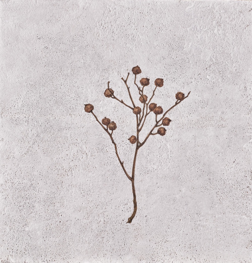 鍾舜文 南方的採集6 膠彩‧紙本 22.7×22cm 2020 NT.30,000