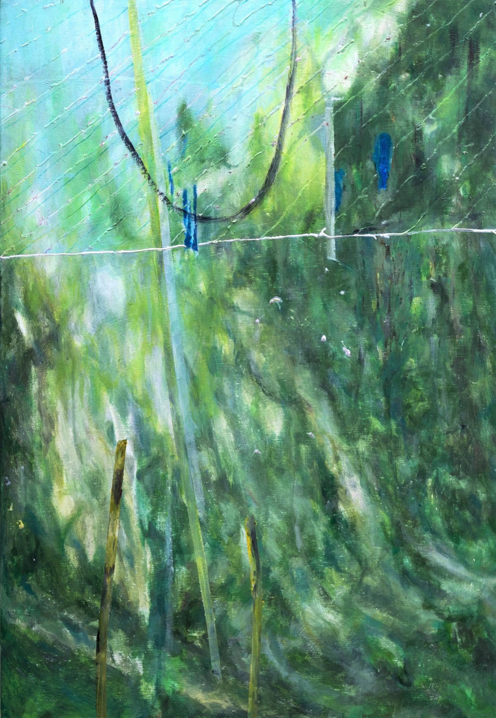 蔡鎮澤 網室 73x50.5cm 壓克力顏料 2021<br />