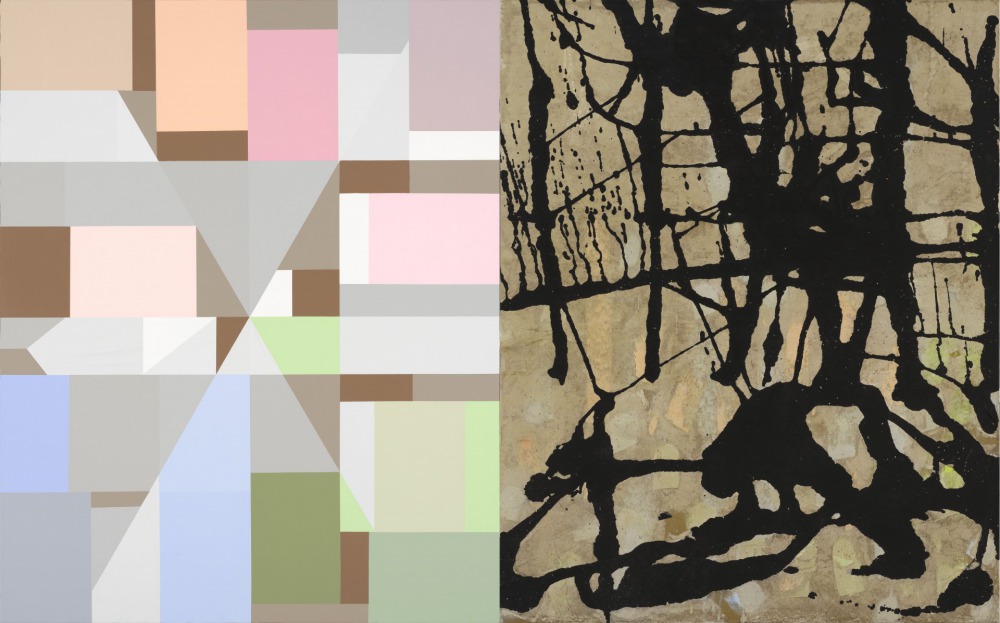 四彩四方 壓克力、畫布、水墨紙本 100x160cm 2022