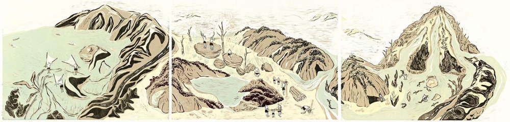 胡家瑜_山，與山_樹脂版畫_79x313cm_2024