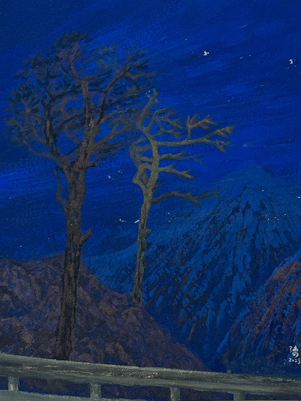 練佳昕_藍夜30_礦物顏料、日本麻紙_40x30cm_2025