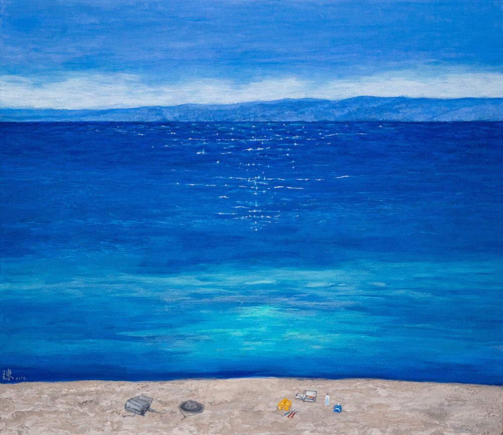練佳昕_青日9_礦物顏料、日本麻紙_60x70cm_2024