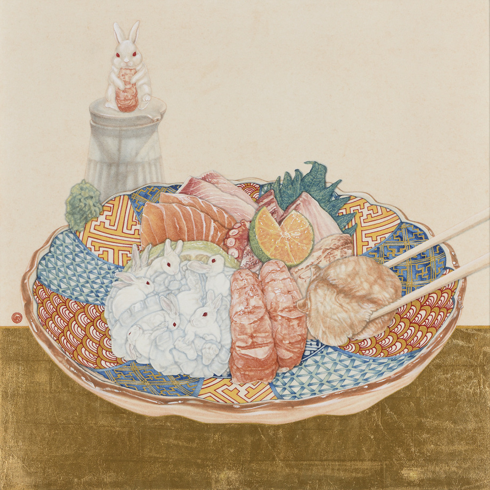 陶羽潔_一盤小豐盛_複合媒材_45x45cm_2024