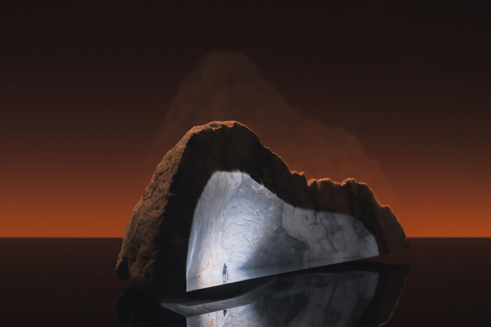 李曜丞_隨光飄流6-洞穴_溪石、環氧樹脂、LED_30×12×14 cm_2025