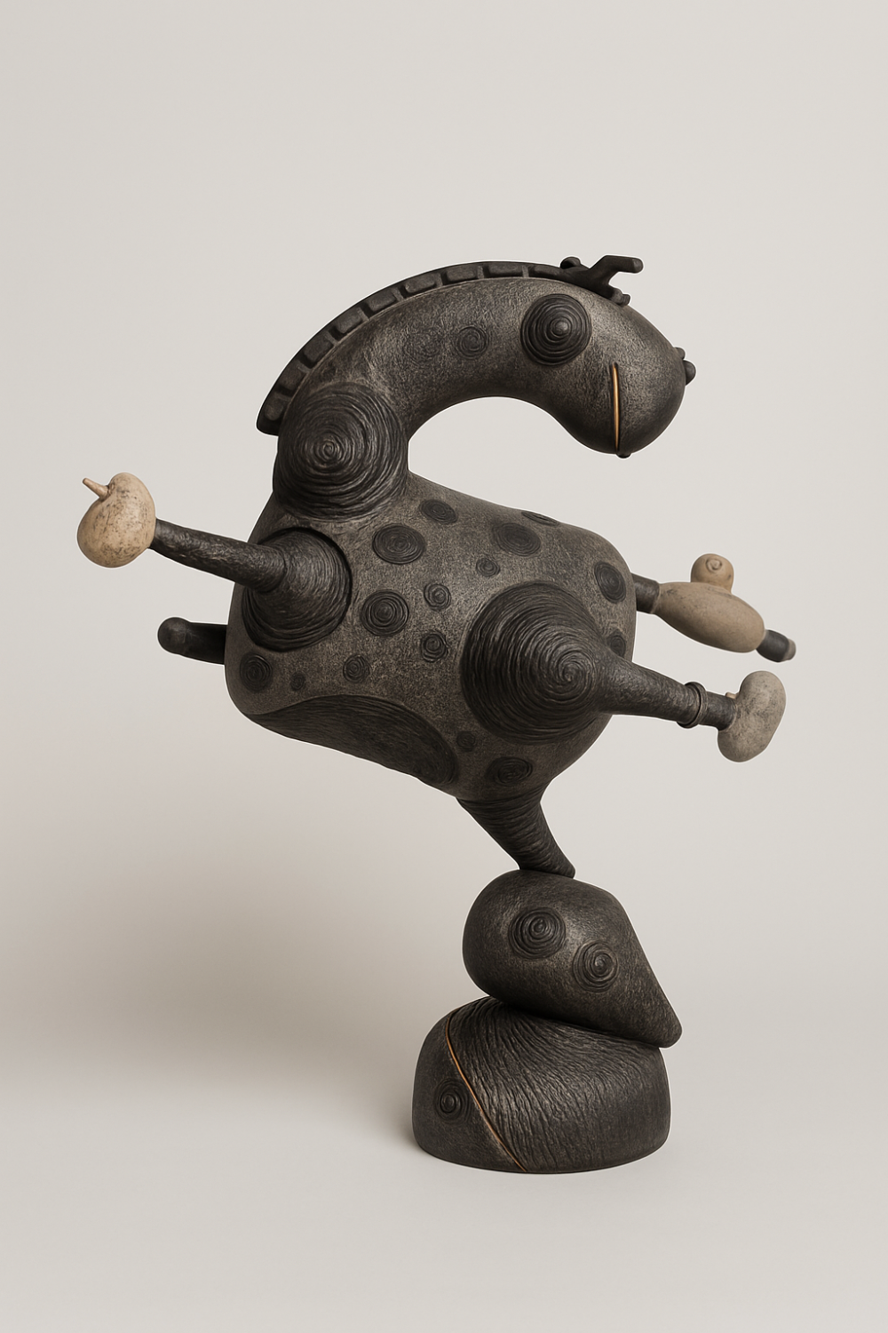 王忠龍_微笑踏燕_鐵、石_73x65x28cm_2025