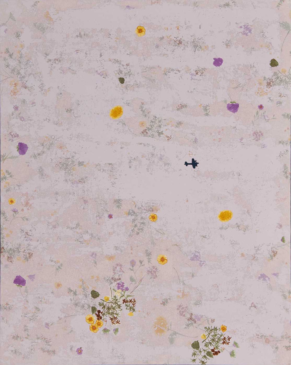 齊簡_後花園：同體_丙烯、花布、金屬、磁鐵_91x72.5cm_2025