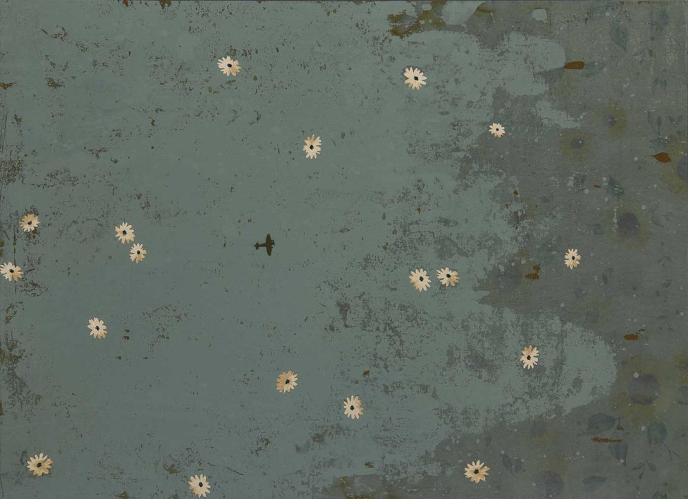 齊簡_後花園：形形_丙烯、花布、金屬、磁鐵_72.5x100cm_2025