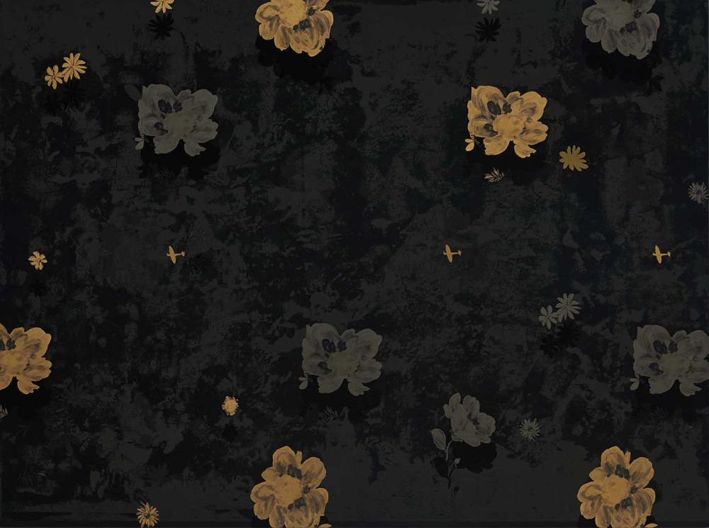 齊簡_後花園：空間形狀_丙烯、花布、金屬、磁鐵_97x130cm_2025