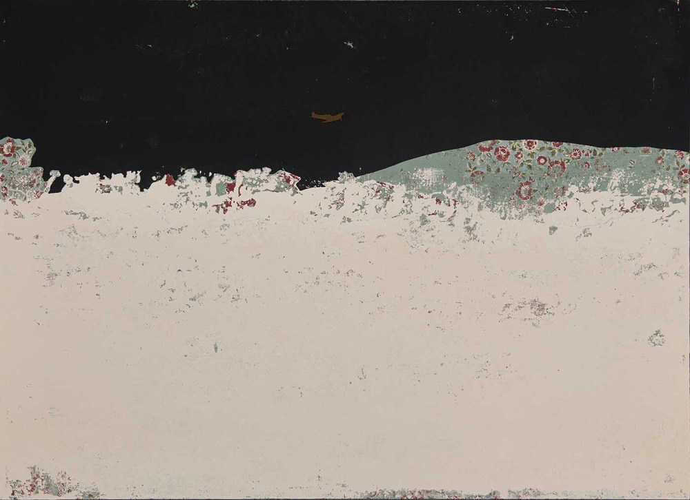 齊簡_後花園：夜形_丙烯、花布、金屬、磁鐵_72.5x100cm_2025