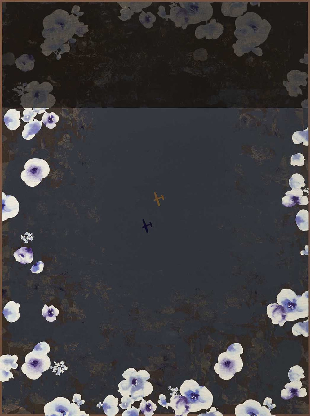 齊簡_後花園：花圈_丙烯、花布、金屬、磁鐵_130x97cm_2025