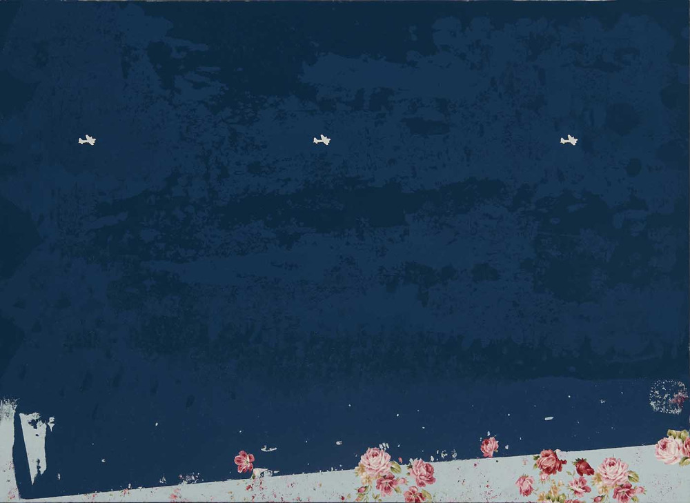 齊簡_後花園：視遇_丙烯、花布、金屬、磁鐵_72.5x100cm_2025