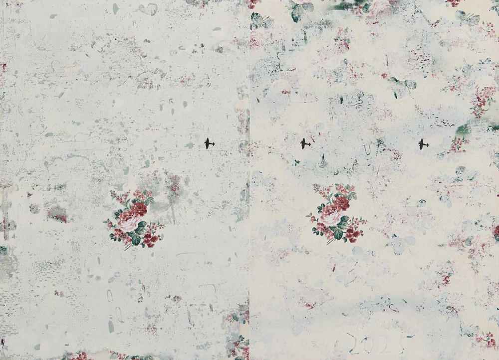 齊簡_後花園：與其所與_丙烯、花布、金屬、磁鐵_72.5x100cm_2025