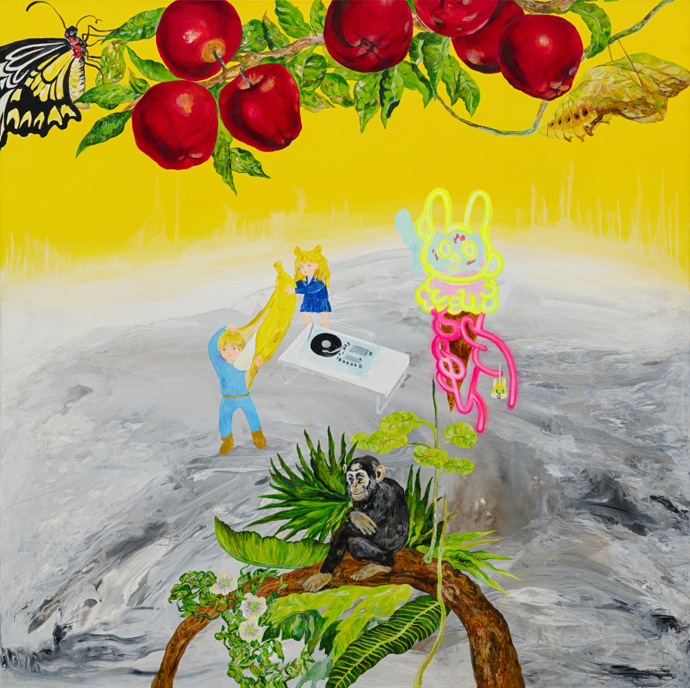 李佩姍_派對猴子猩_壓克力顏料、畫布_100x100cm_2025