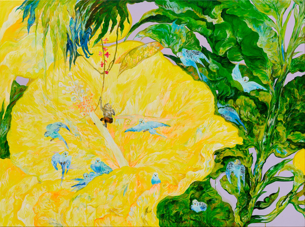 李佩姍_鸚鵡猴_壓克力顏料、畫布_97x130cm_2023