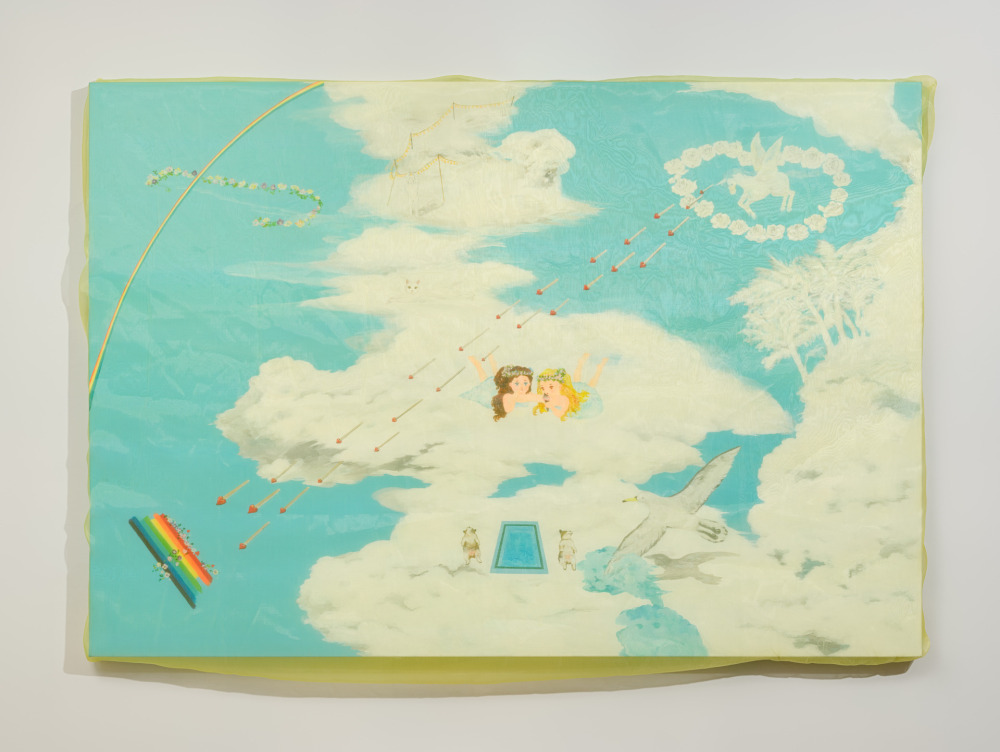 李佩姍_白色上的白色_壓克力顏料、畫布、紗_112x162cm_2017~2025