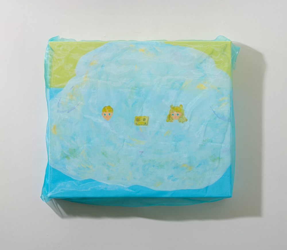 李佩姍_雲狀小狗_壓克力顏料、畫布、紗_45x53cm_2025