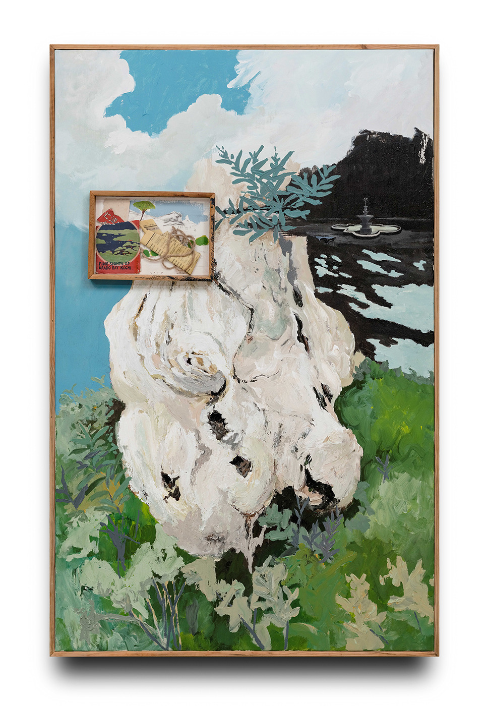 郭弘坤_百千層_畫布壓克力、木構、明信片、麻線_135×85_2017