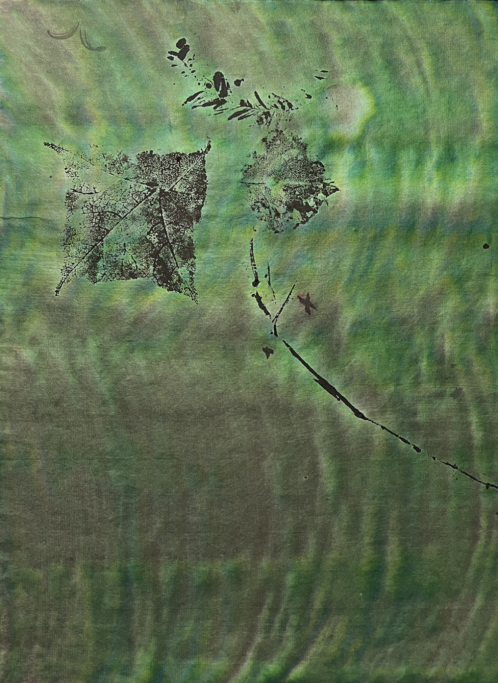 三井悠華_落葉日記_墨、膠彩、紙、水性筆、壓克力_45×35.5cm_2025