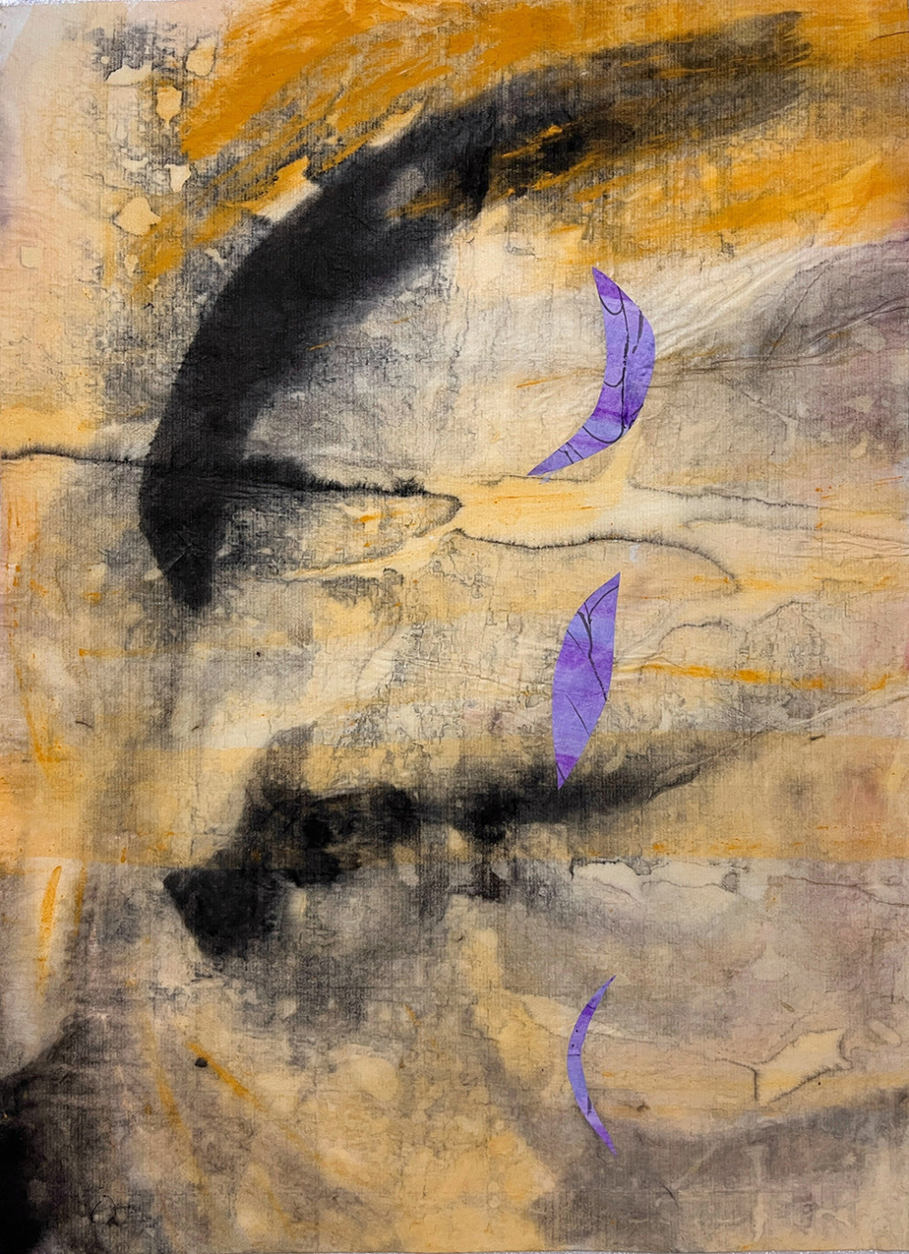 三井悠華_待夜之月_墨、膠彩、紙、水性筆、壓克力_45×35.5cm_2025