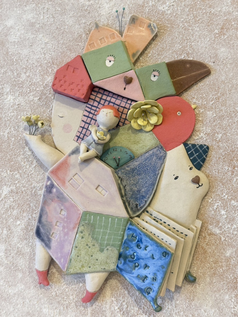 陳淑妮_拜訪春天_陶土、化妝土、釉藥、金屬線材_32x7x41_2024