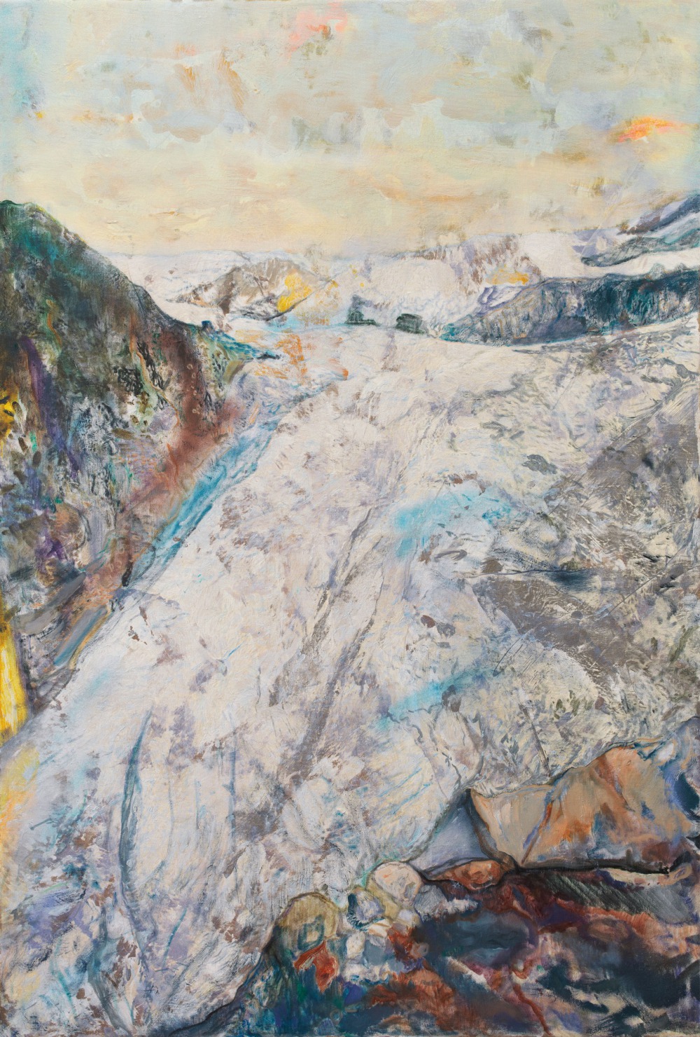 許聖泓 Glacier#9 100x150cm 噴漆 ‧ 油彩 ‧ 壓克力顏料 ‧ 畫布 2020<br />