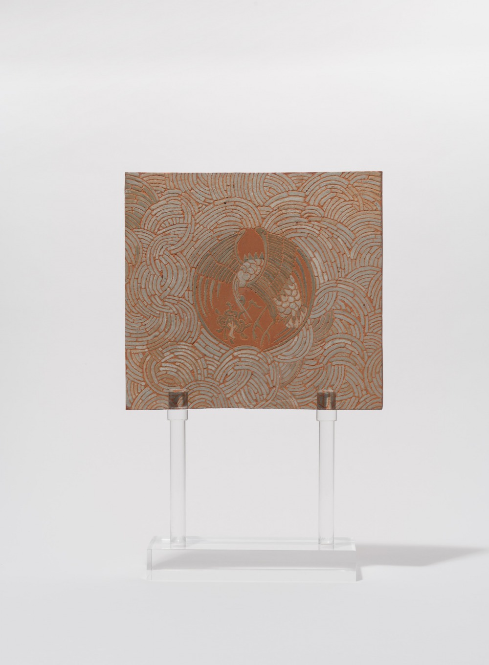 洪 瑄 仙鶴銜靈 43x25x9cm 瓦片‧水泥‧壓克力 2019<br />