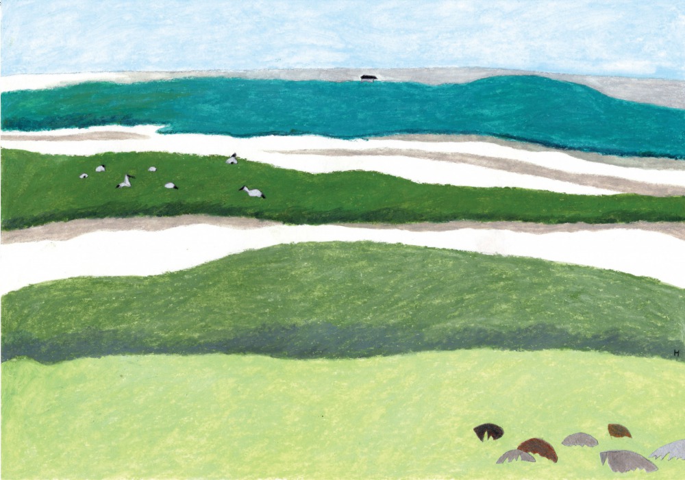薛慧瑩 路邊風景2 21x29.7cm 蠟筆、鉛筆、拼貼 2022<br />