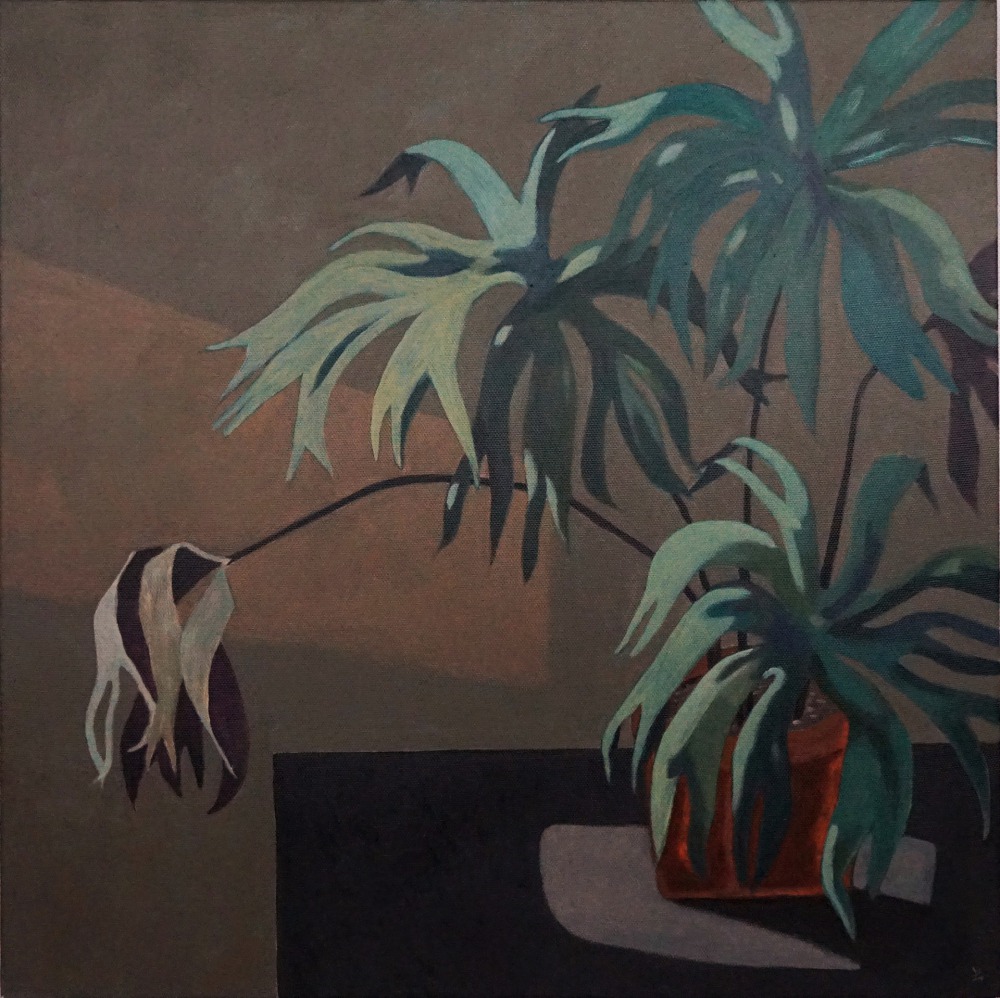 米力 餘暉中的雙扇蕨 40x40cm 壓克力顏料、畫布 2022<br />