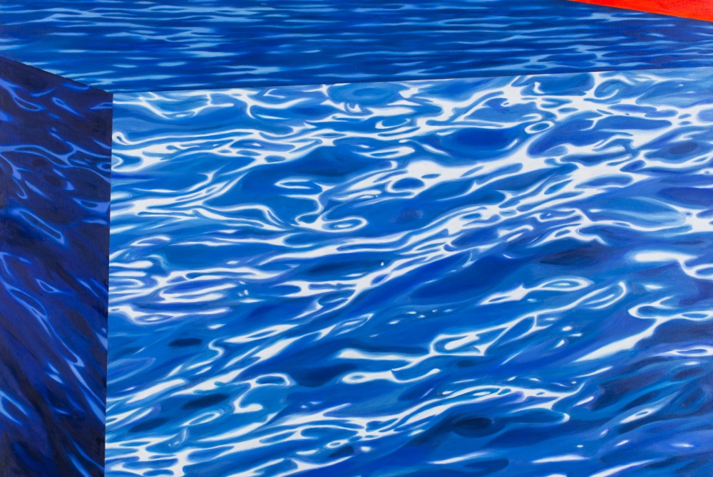 張庭甄 海面-覆蓋 XIV 91x60.5cm 油彩‧畫布 2018<br />