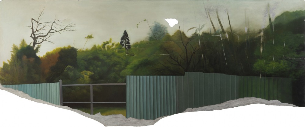 高冠羣 Land撕cape-II 240x100cm 油彩‧纖維水泥板 2017<br />