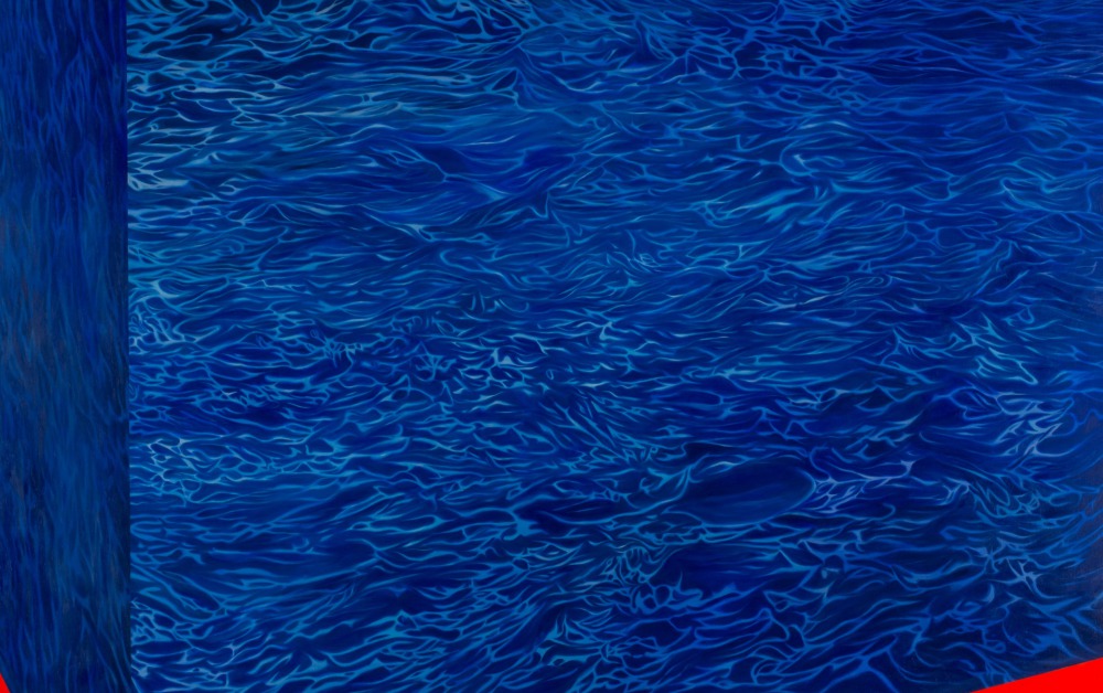 張庭甄 海面-覆蓋 XIX 168x90cm 油彩‧畫布 2019<br />