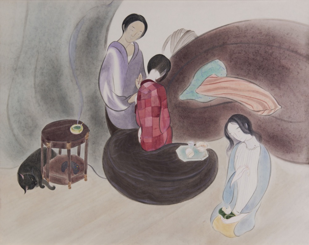 花季琳 Then I'll never see just what we're meant to be 68x86cm 三號鳥之子紙‧墨‧水干‧胡粉‧礦物顏料 2016