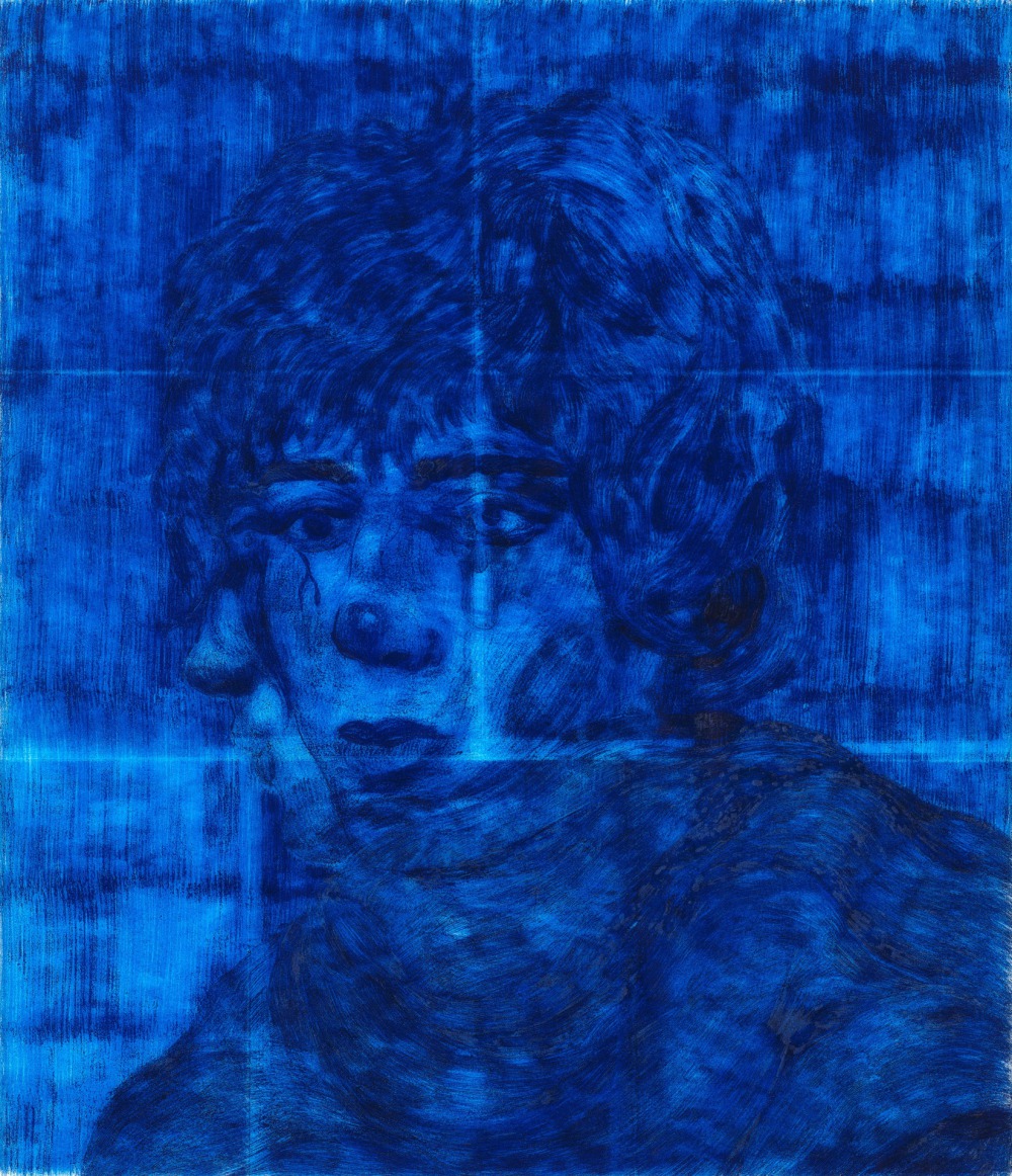 楊登麟 肖像01 52x45cm 複寫紙‧玻璃 2023