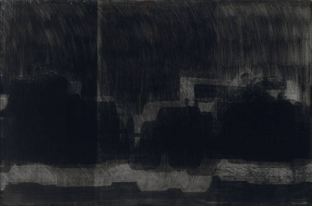 楊登麟 At the same time 30x62cm 複寫紙‧玻璃 2023