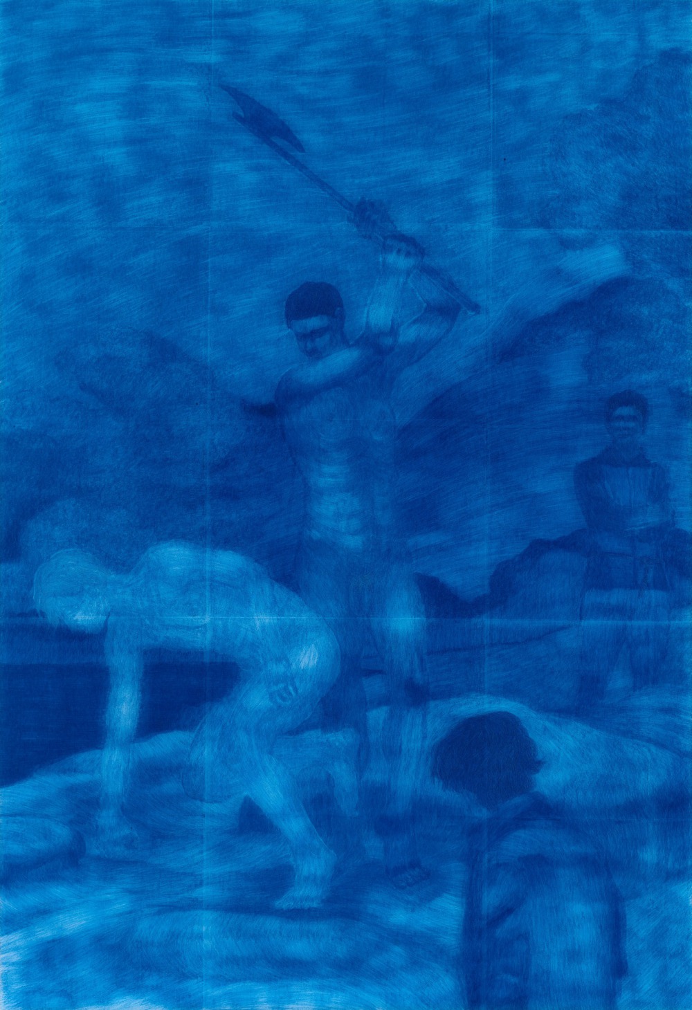 楊登麟 另類的成年儀式 86x60cm 複寫紙‧玻璃 2023