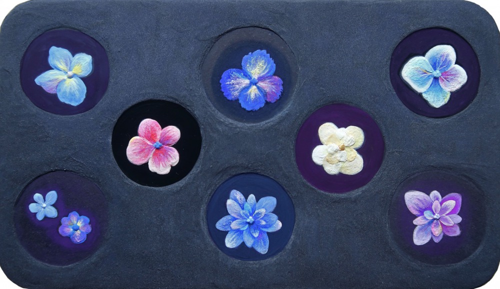 吳逸萱 仲夏夜 14x25cm 礦物顏料‧純金箔‧純銀箔‧楮紙‧雲肌麻紙 2022