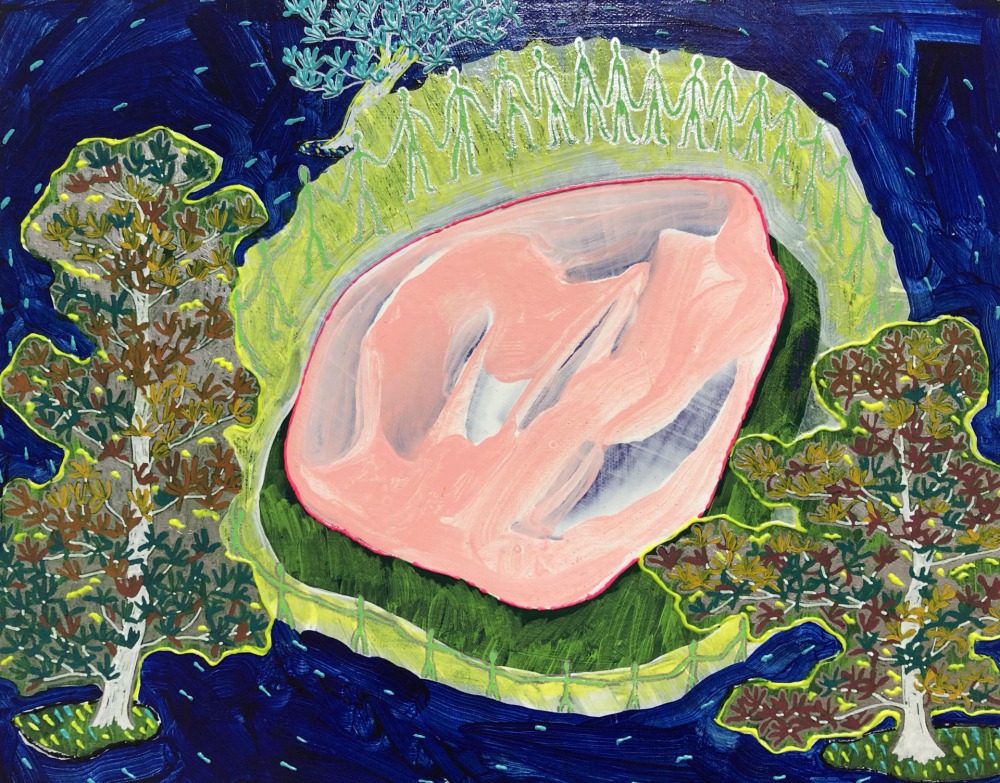 游心妤 一顆石頭的神秘啟示 27x35cm 壓克力顏料‧畫布 2021