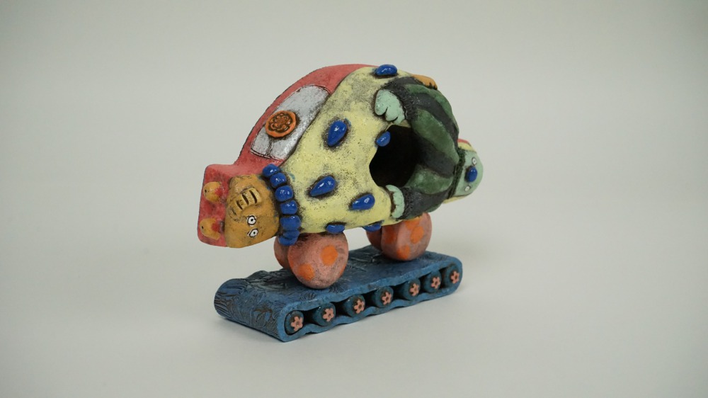 施姵伃--好感情西瓜車 23x10x16cm 陶、化妝土、釉 2023