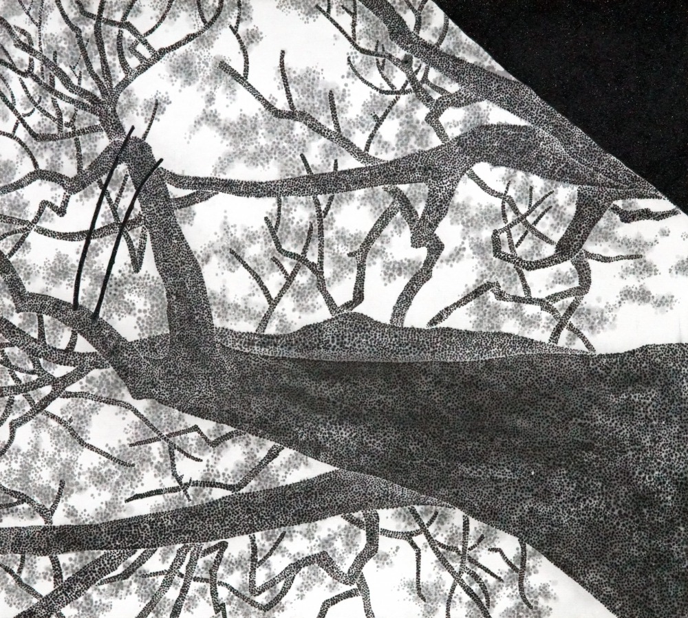 陶綱 仰望(2) -40x45cm 水墨、紙本、雲母、礦物顏料 2019