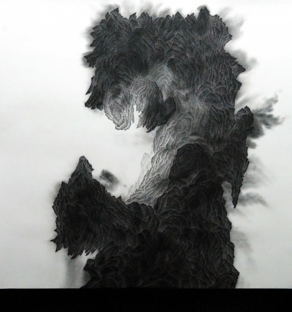 陶綱 闇(1) -70x75cm 水墨、紙本、雲母、礦物顏料 2021