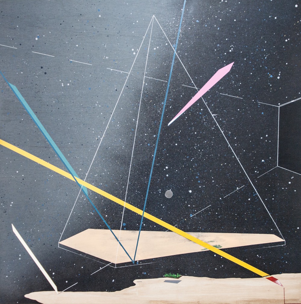 張獻文 移植∞繁殖計畫(23) -120×120×5cm 木板、丙烯酸顏料、炭精筆、鉛筆 2019