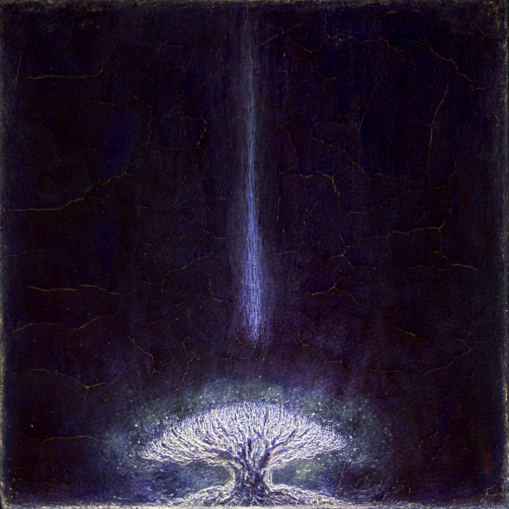 胡采炘 入夢 -30x30cm 原子筆、丙烯、畫布 2023