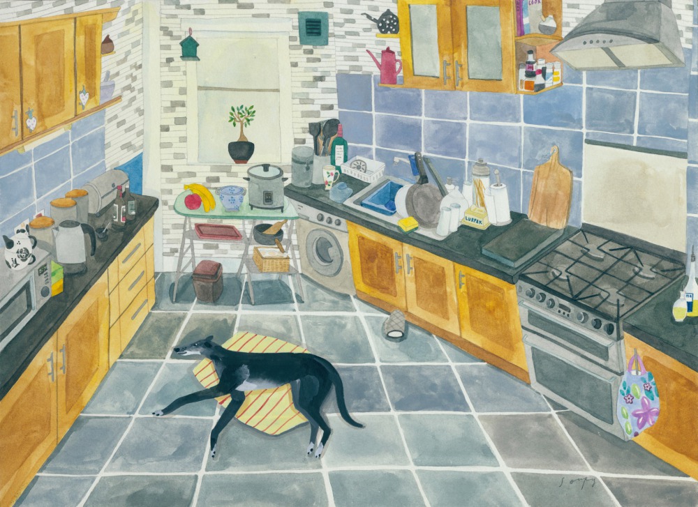 湯舒皮 Buddy in the Kitchen 24x32cm水彩、色鉛筆 2022<br />