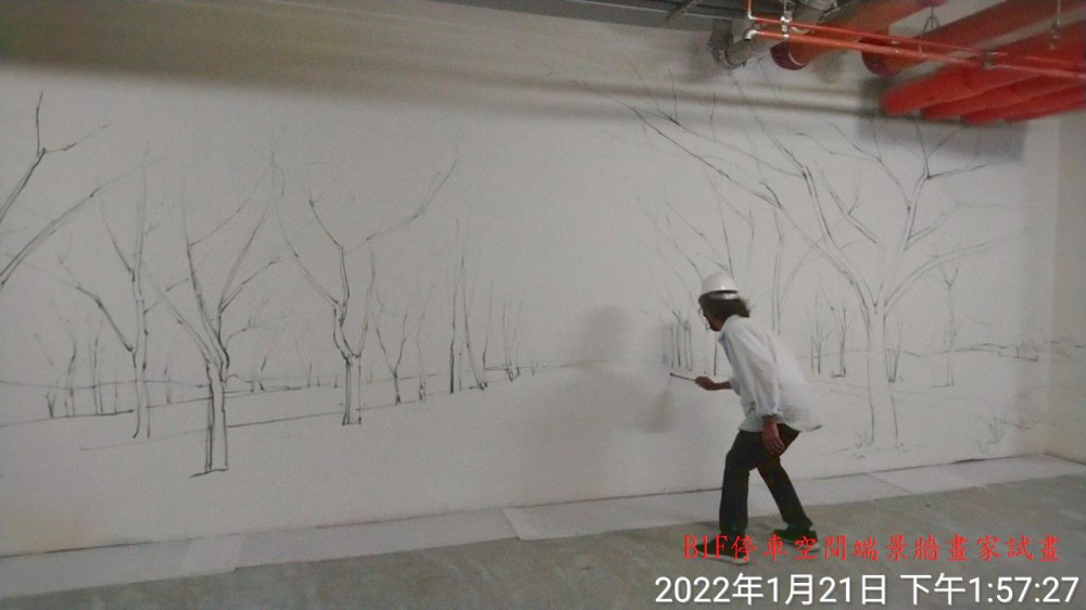 1110125 B1F停車空間端景牆畫家試畫2