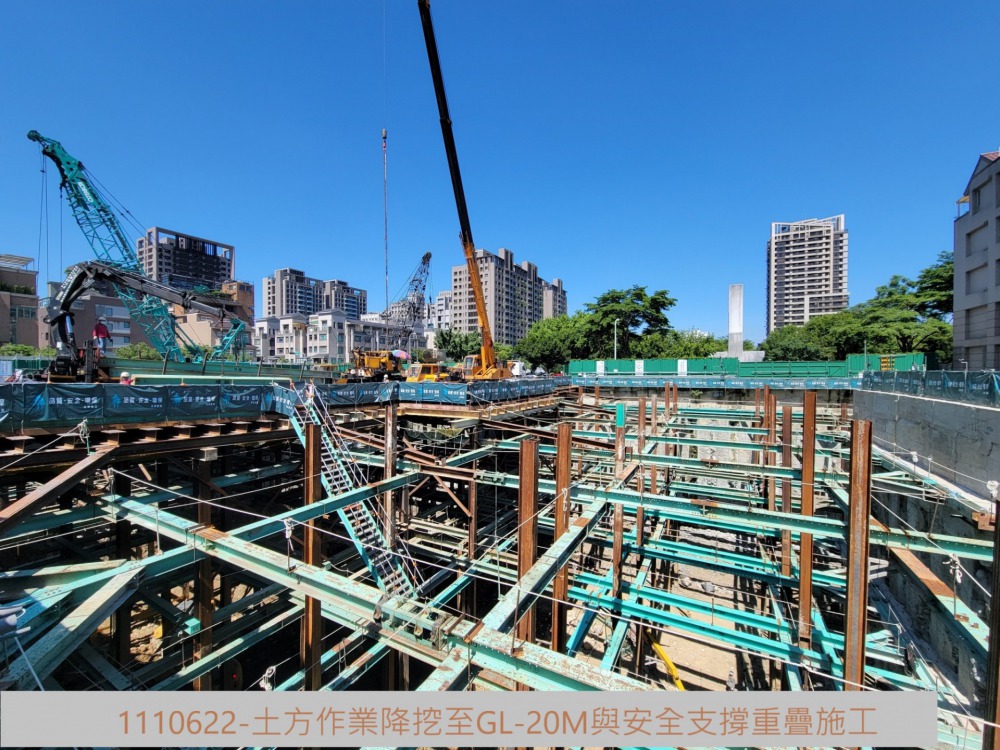 第三層安全支撐及土方降挖至GL-20M施工